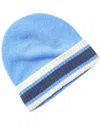 Hannah Rose Striped Rib Cuff Jersey Cashmere Hat In Blue