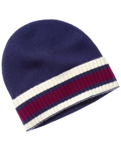 Hannah Rose Striped Rib Cuff Jersey Cashmere Hat In Gold