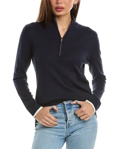 Hannah Rose Tee Time Cashmere-blend 1/4-zip Pullover In Blue