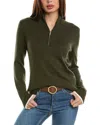 Hannah Rose Tee Time Cashmere-blend 1/4-zip Pullover In Green