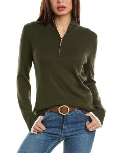 Hannah Rose Tee Time Cashmere-blend 1/4-zip Pullover In Green