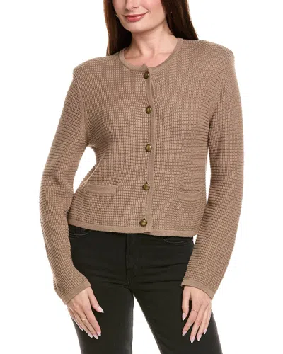 Hannah Rose Textured Crop Cashmere-blend Jacket In Brown