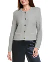 Hannah Rose Textured Crop Cashmere-blend Jacket In Gray