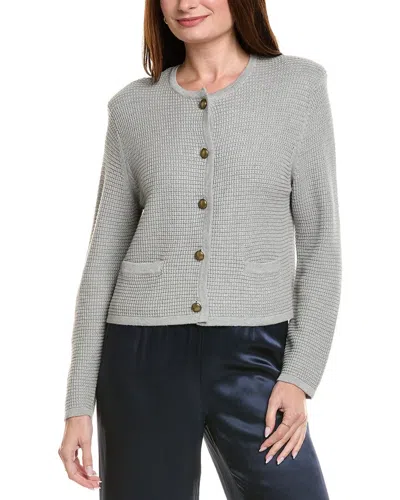 Hannah Rose Textured Crop Cashmere-blend Jacket In Gray