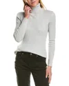 Hannah Rose Rib Ruffle Turtleneck Cashmere-blend Sweater In Grey