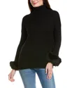 Hannah Rose Turtleneck Wool & Cashmere-blend Sweater In Black