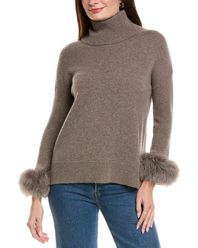 Hannah Rose Turtleneck Wool & Cashmere-blend Sweater In Brown