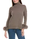 Hannah Rose Turtleneck Wool & Cashmere-blend Sweater In Brown