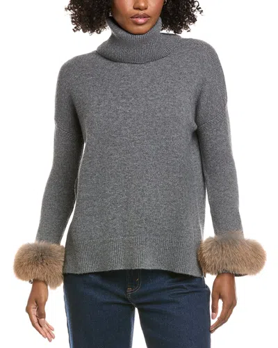 Hannah Rose Turtleneck Wool & Cashmere-blend Sweater In Blue