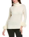 Hannah Rose Turtleneck Wool & Cashmere-blend Sweater In White