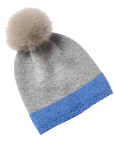 HANNAH ROSE HANNAH ROSE TWO-TONE STRIPE POM POM CASHMERE HAT