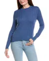 Hannah Rose Vertical Cable Cashmere-blend Pullover In Blue