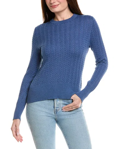 Hannah Rose Vertical Cable Cashmere-blend Pullover In Blue
