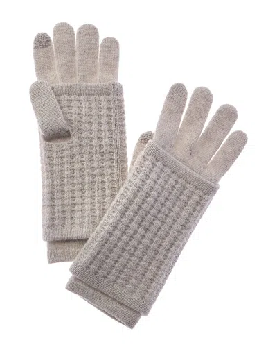Hannah Rose Waffle Stitch 3-in-1 Cashmere Gloves In Neutral