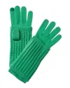 Hannah Rose Waffle Stitch 3-in-1 Cashmere Tech Gloves In Green