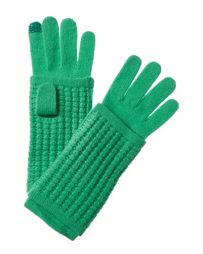 Hannah Rose Waffle Stitch 3-in-1 Cashmere Tech Gloves In Green