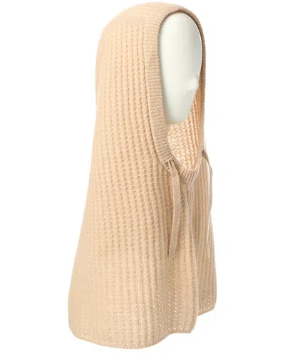 Hannah Rose Waffle Stitch Cashmere Balaclava In Beige