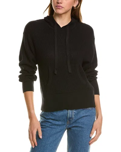 Hannah Rose Waffle Stitch Cashmere-blend Hoodie In Black