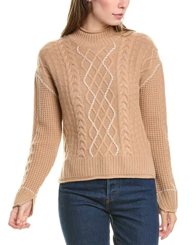 Hannah Rose Whipstitch Cable Wool & Cashmere-blend Pullover In Brown
