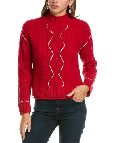 Hannah Rose Whipstitch Cable Wool & Cashmere-blend Pullover In Red