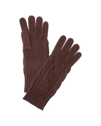 Hannah Rose Wide Cable Cashmere Gloves In Brown