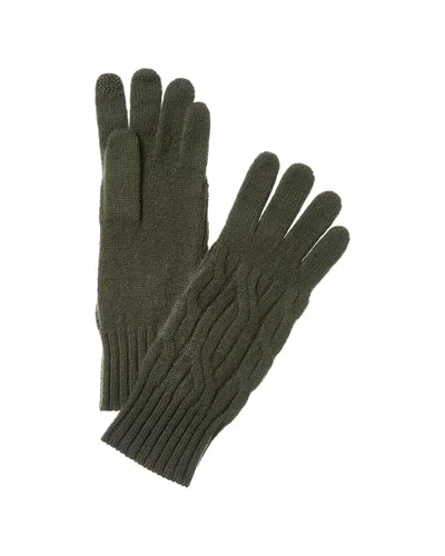 Hannah Rose Wide Cable Cashmere Gloves In Green