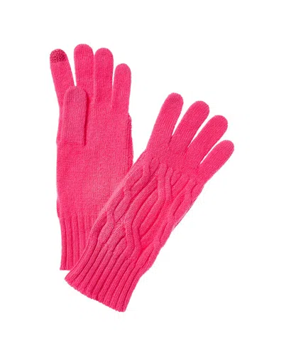 Hannah Rose Wide Cable Cashmere Gloves In White