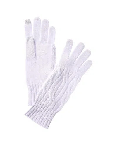 Hannah Rose Wide Cable Cashmere Gloves In Purple