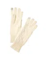 Hannah Rose Wide Cable Cashmere Gloves In White