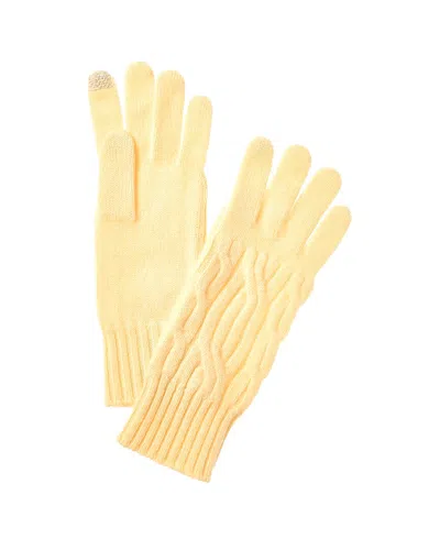 Hannah Rose Wide Cable Cashmere Gloves In Yellow