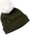 Hannah Rose Wide Cable Cashmere Hat In Green