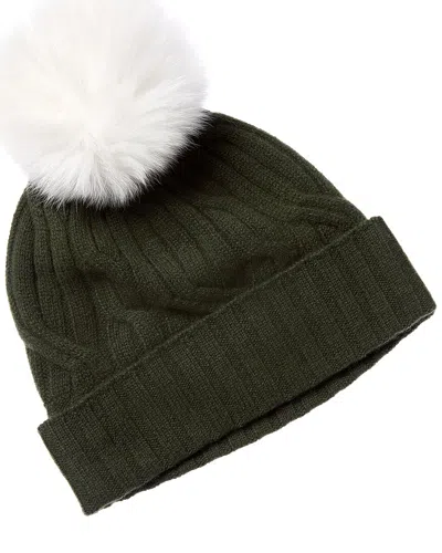 Hannah Rose Wide Cable Cashmere Hat In Green