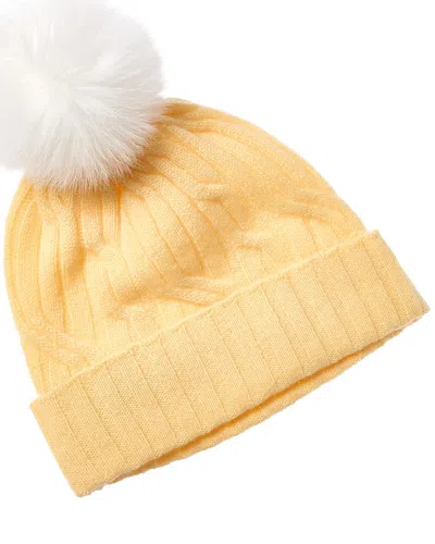 Hannah Rose Wide Cable Cashmere Hat In Yellow
