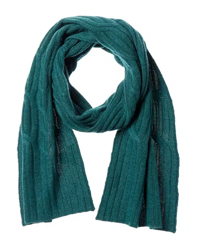 Hannah Rose Wide Cable Cashmere Scarf In Green