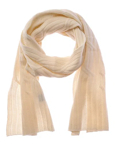 Hannah Rose Wide Cable Cashmere Scarf In White