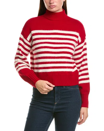 Hannah Rose Wool & Angora-blend Stripe Mock Neck Sweater In Red