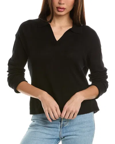 Hannah Rose Wool & Cashmere-blend Polo Sweater In Black