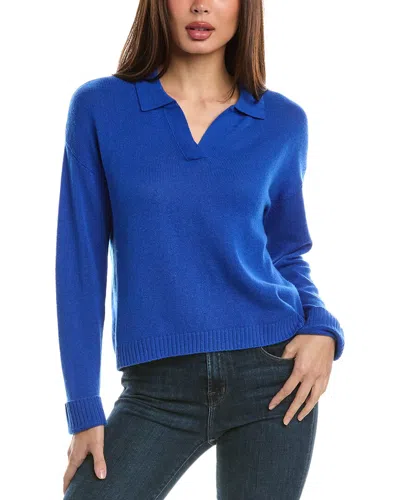 Hannah Rose Wool & Cashmere-blend Polo Sweater In Blue