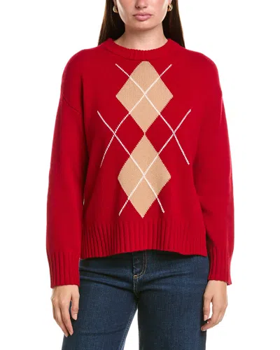 Hannah Rose Wool Argyle Crewneck Sweater In Red