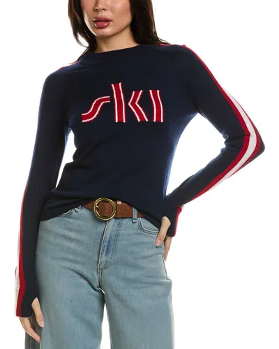 Hannah Rose Worsted Merino Wool Ski Stripe Sweater In Blue