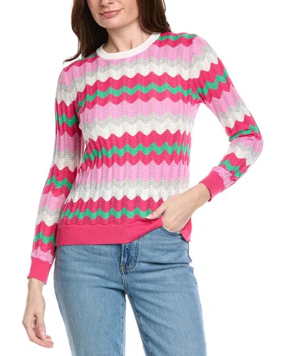 Hannah Rose Zig Zag Pattern Cashmere-blend Sweater In Multi