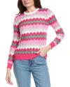 Hannah Rose Zig Zag Pattern Cashmere-blend Sweater In Pink