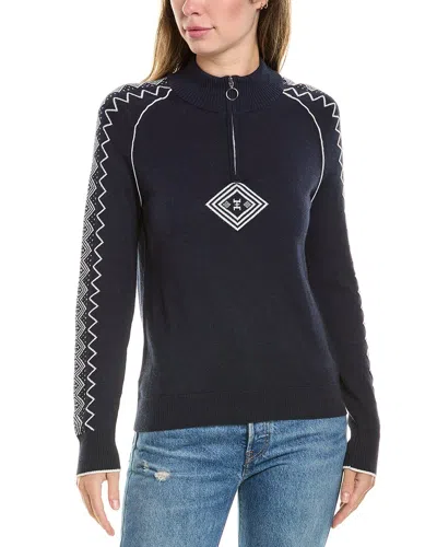 Hannah Rose Zip Fairisle Mock Neck Cashmere-blend Sweater In Black