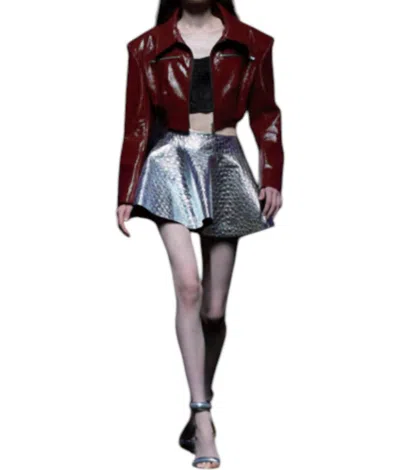 Hannah Shin Panel Mini Skirt In Crocodile Silver In Animal Print