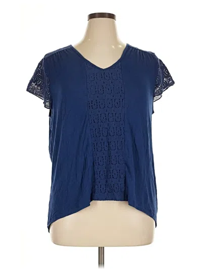Pre-owned Hannah Short Sleeve Top Blue V-neck Tops