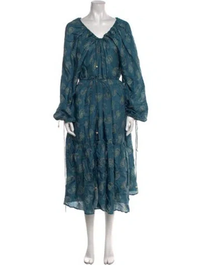 Pre-owned Hannah Silk Long Dress In Blue