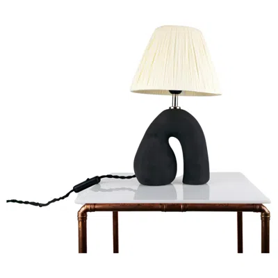 Pre-owned Hannah Simpson Studio 'opposée' Table Lamp - Black 'matte' With Cream Shade In White