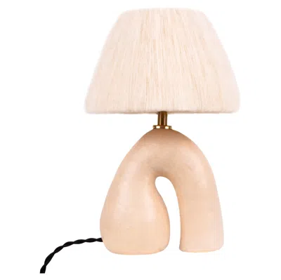 Pre-owned Hannah Simpson Studio 'opposée' Table Lamp - Californian Cream 'satin' With Cream Wool Shade In White