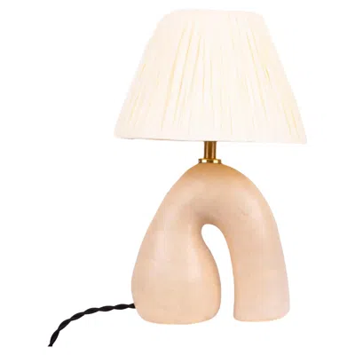 Pre-owned Hannah Simpson Studio 'opposée' Table Lamp, Californian Cream 'satin' With Ivory Raffia Shade In White
