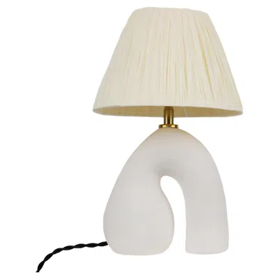 Pre-owned Hannah Simpson Studio 'opposée' Table Lamp, White 'matte', Ivory Raffia Shade